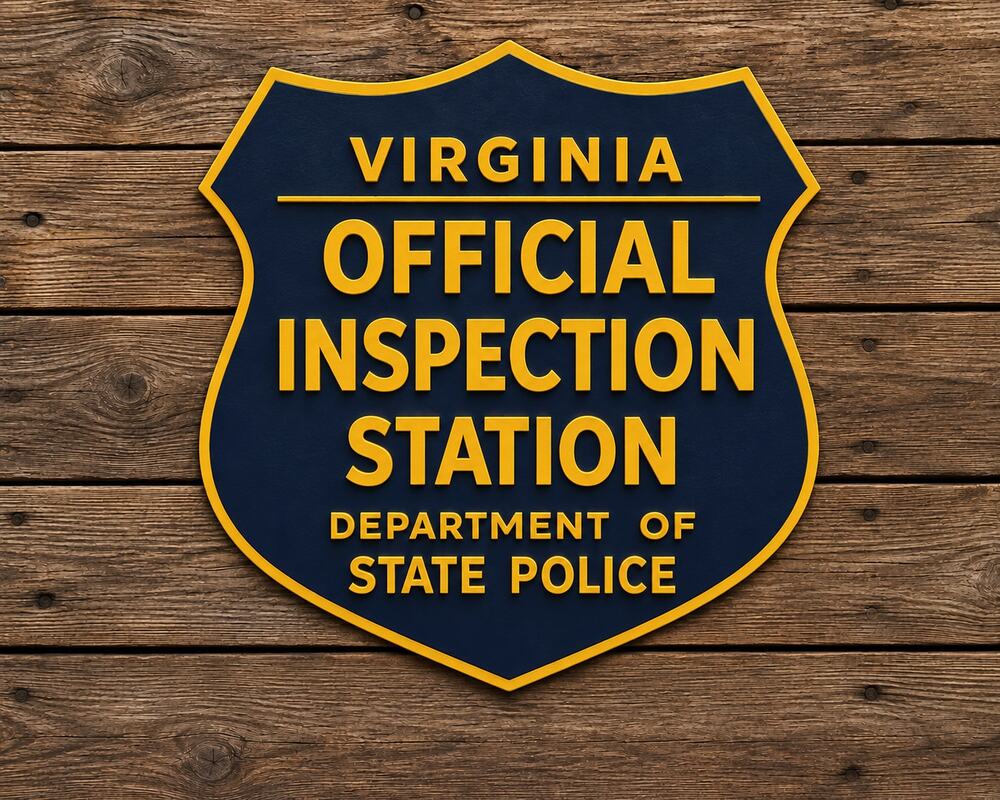 Virginia Official Vehicle Inspection Station Sign Travel Car Truck Motorcycle
